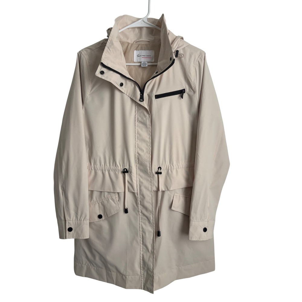 Two by Vince Camuto Womens Beige Hooded Anorak Utility Jacket Small